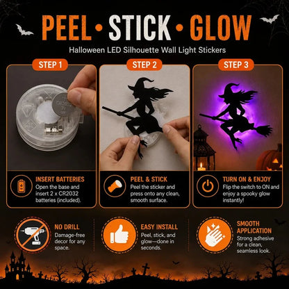 🔥Last Day Promotion 60% OFF|🎃 Halloween LED Silhouette Wall Light Stickers