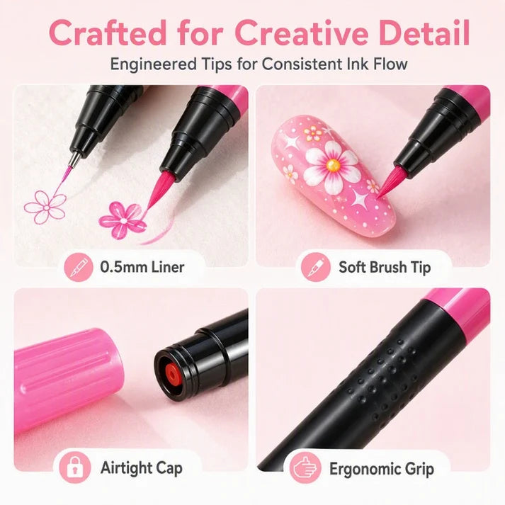 Buy 3 Get 2 FREE 🎁24‑Colors Dual‑Ended Nail Art Pens‑DIY Manicure Drawing Set