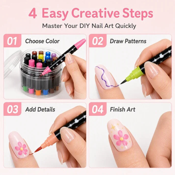 Buy 3 Get 2 FREE 🎁24‑Colors Dual‑Ended Nail Art Pens‑DIY Manicure Drawing Set