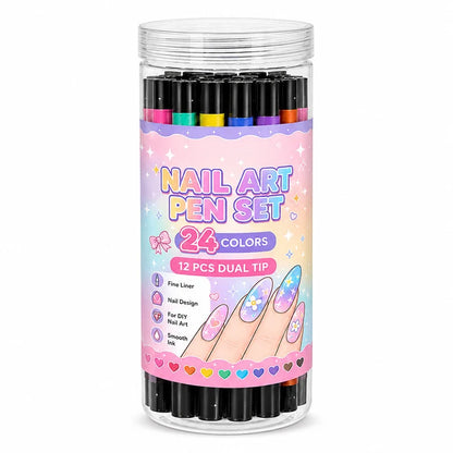 Buy 3 Get 2 FREE 🎁24‑Colors Dual‑Ended Nail Art Pens‑DIY Manicure Drawing Set