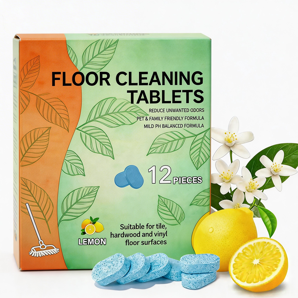 Efficient Floor Cleaning Tablets-Multi-Surface Solution (Lemon Scent)